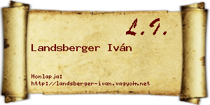 Landsberger Iván névjegykártya